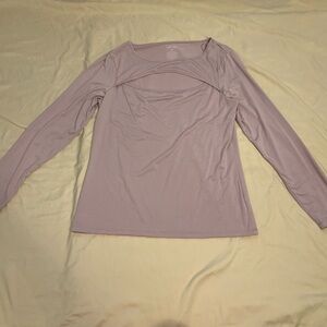 Nine West Women’s Mauve Long Sleeve Blouse with Front Cut Out Size XL